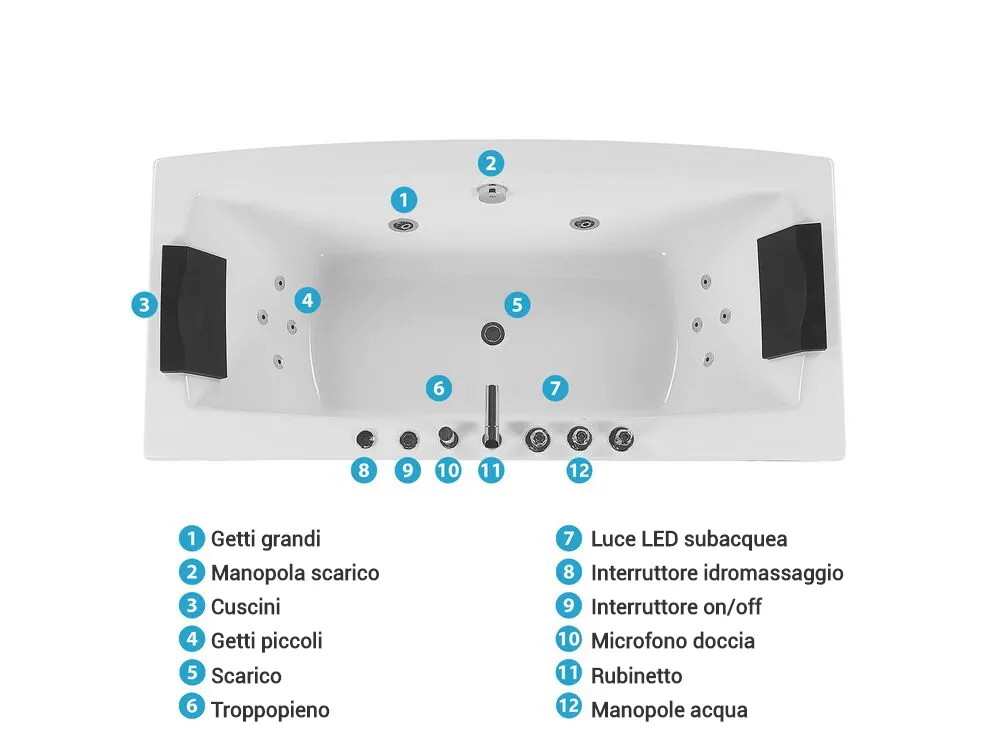 Vasca idromassaggio angolare con LED MOOR 173 x 81 cm Bianco_782685
