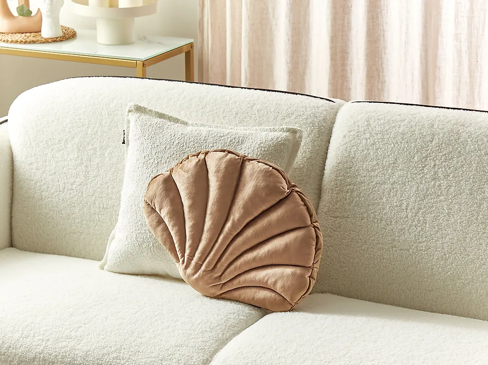Cuscino decorativo CONSOLIDA 47 x 35 cm Velluto Beige Scuro Tinta unita_1178759