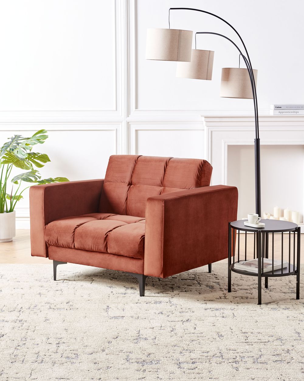 Fauteuil ALNES Velours Rouge clair