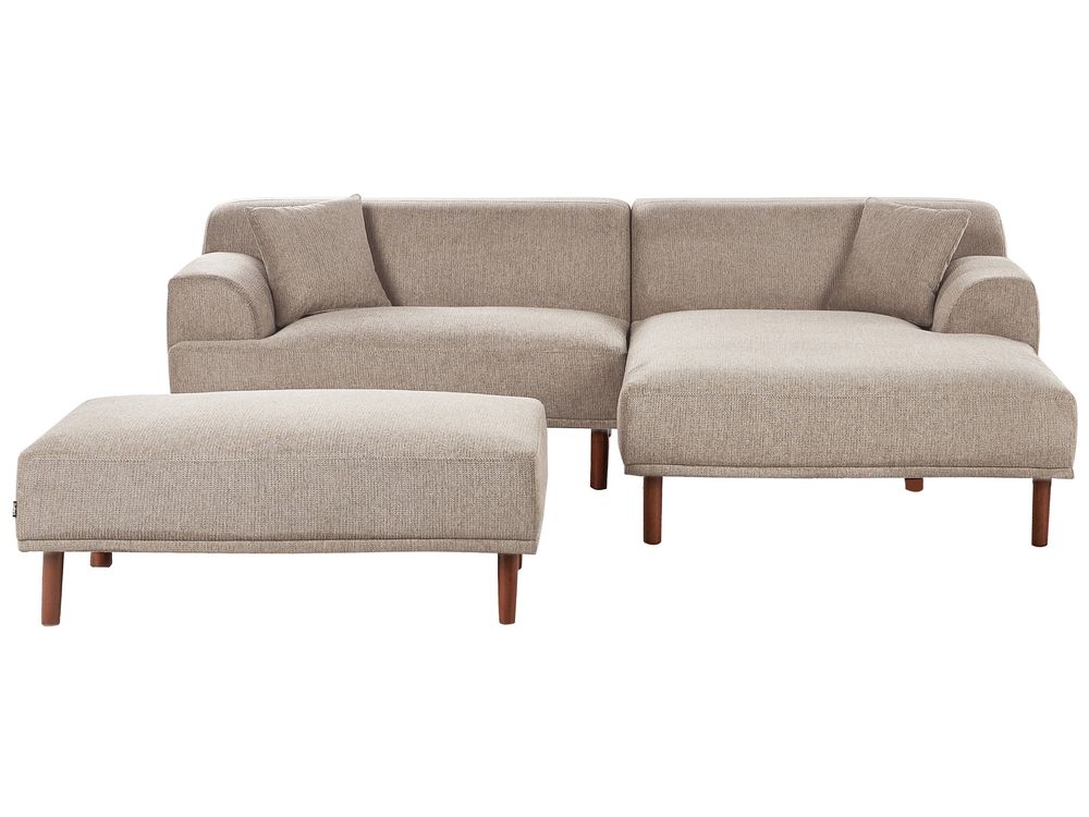 Corner Sofa 3 Seater HOLT with Ottoman Fabric Taupe Left Hand