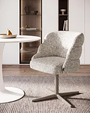 Dining Chair Swivel YOUNGSTOWN Fabric Light Beige_1156539