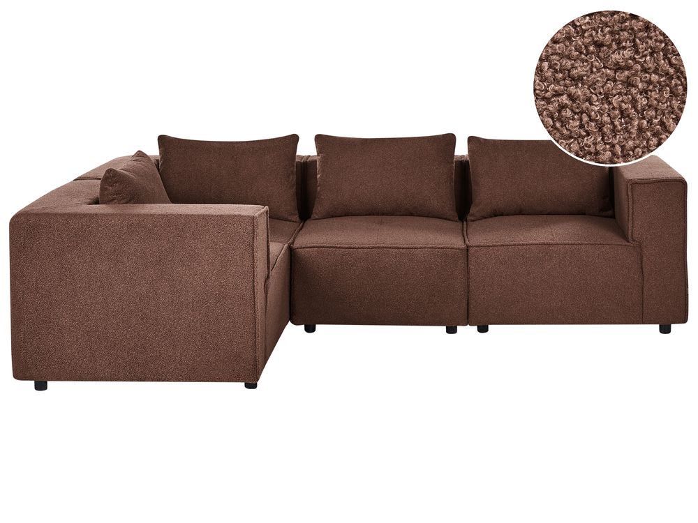 Modular Corner Sofa 4 Seater AXEBO Boucle Brown Right Hand