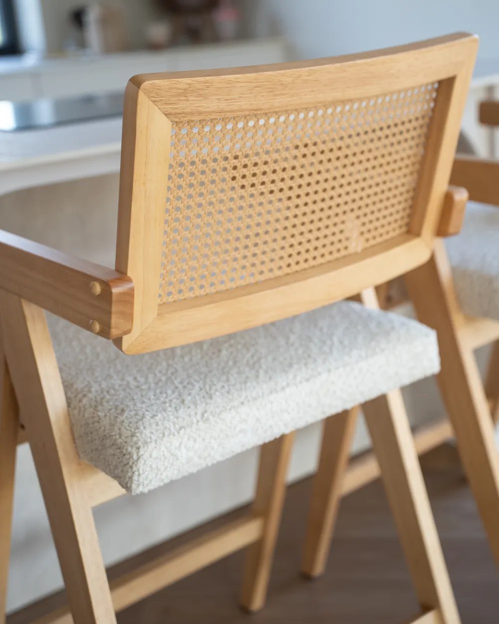 Set di 2 sedie alte AVA Legno Marrone chiaro/Beige_1148758