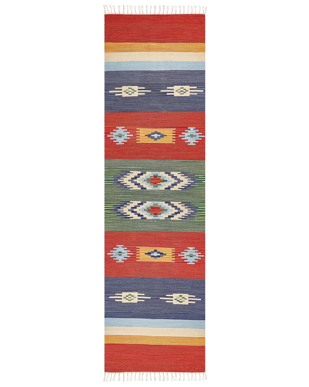 Teppich KAMARIS Bunt 80 x 300 cm Kelim Baumwolle
