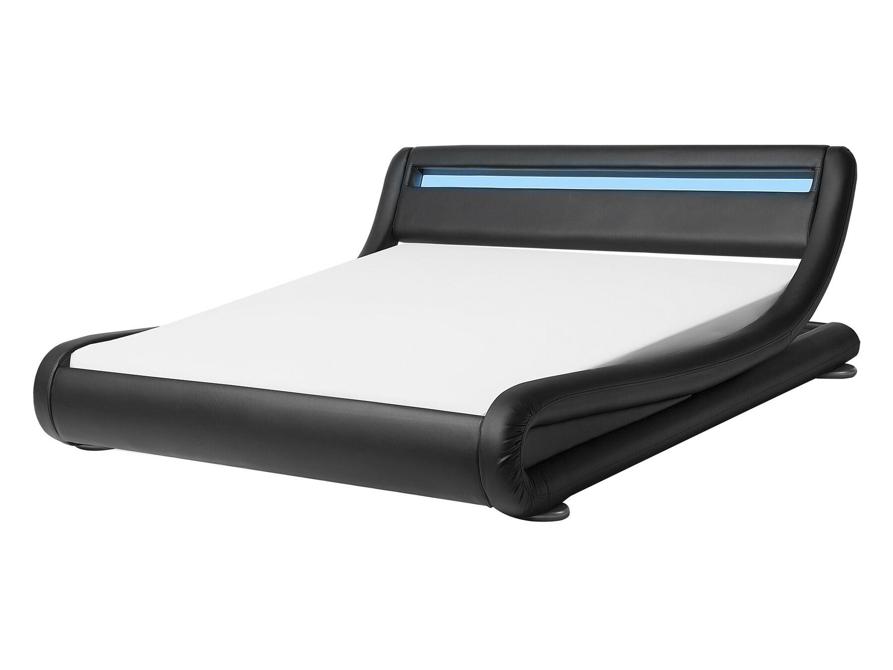 Černá kožená postel s LED světlem 140x200 cm AVIGNON_689532