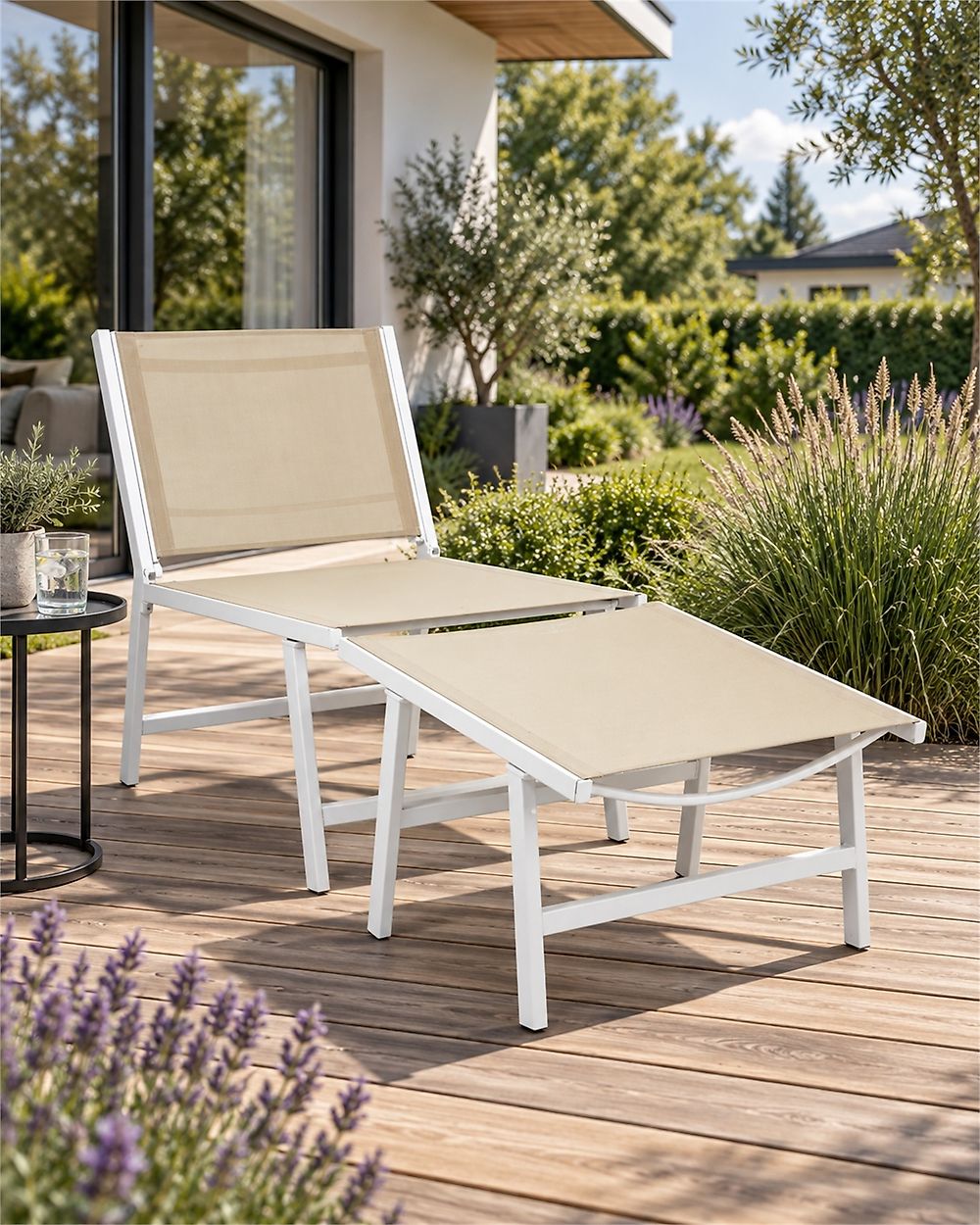 Chaise de jardin MARCEDDI Métal Blanc/beige