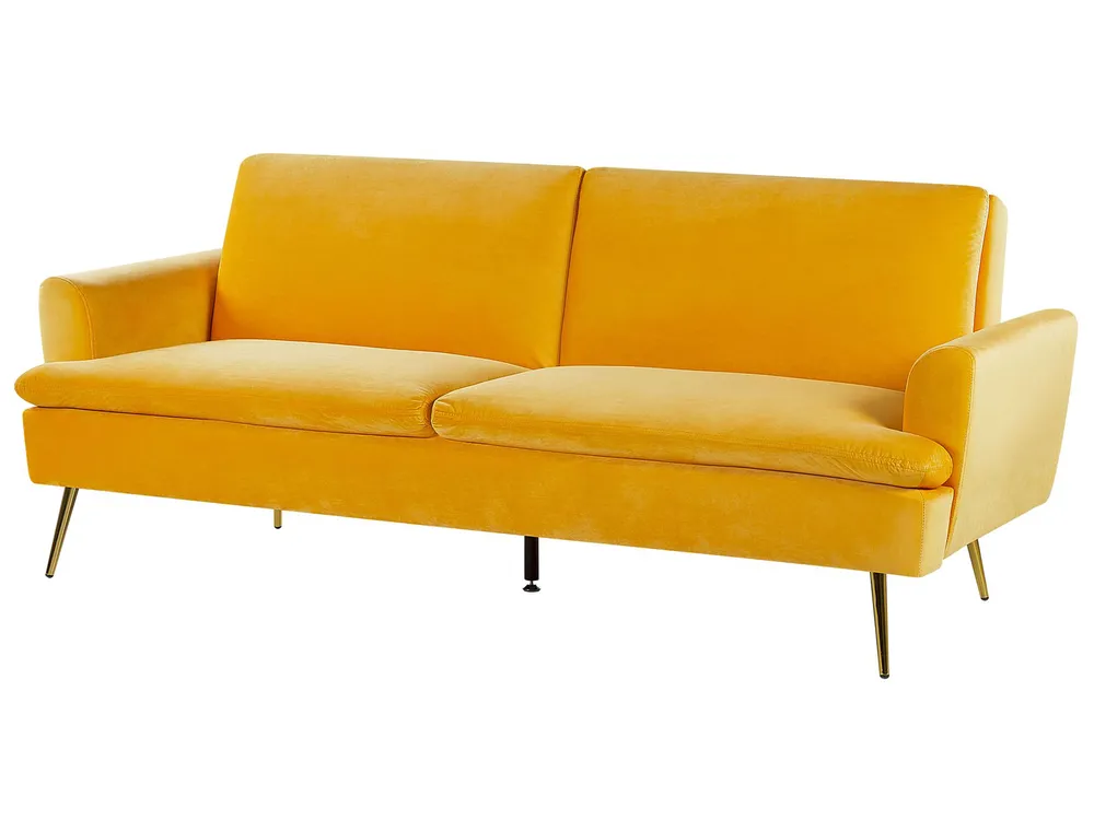Divano letto 3 posti VETTRE Velluto Giallo_787926