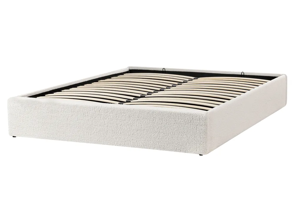 Ottoman Bed without Headboard DINAN Boucle Off-White 160 x 200 cm (EU King Size)_1028955