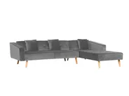 Corner Sofa Bed 4 Seater VADSO Velvet Grey Left Hand_750023