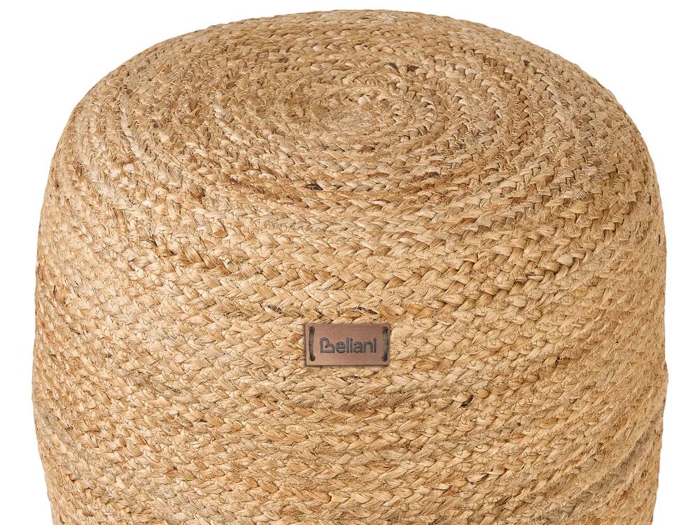 Pouf Carré en Coton Beige Clair 50 x 50 cm Remplissage à Billes