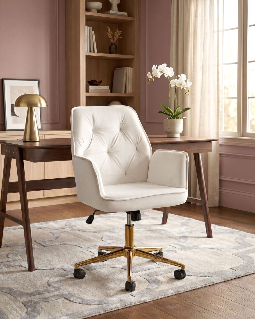 Desk Chair CELARA Velvet White