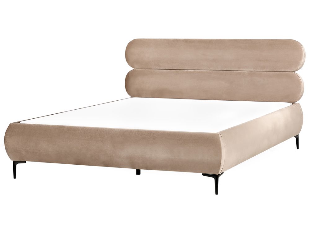 Bett mit Lattenrost Samtstoff LESSAY 180 x 200 cm Taupe