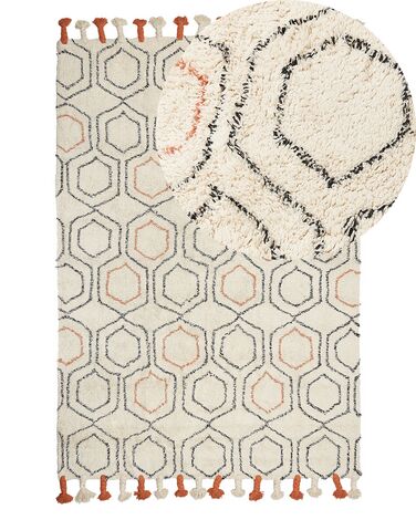 Bavlněný koberec 140 x 200 cm béžový/ oranžový HAJIPUR