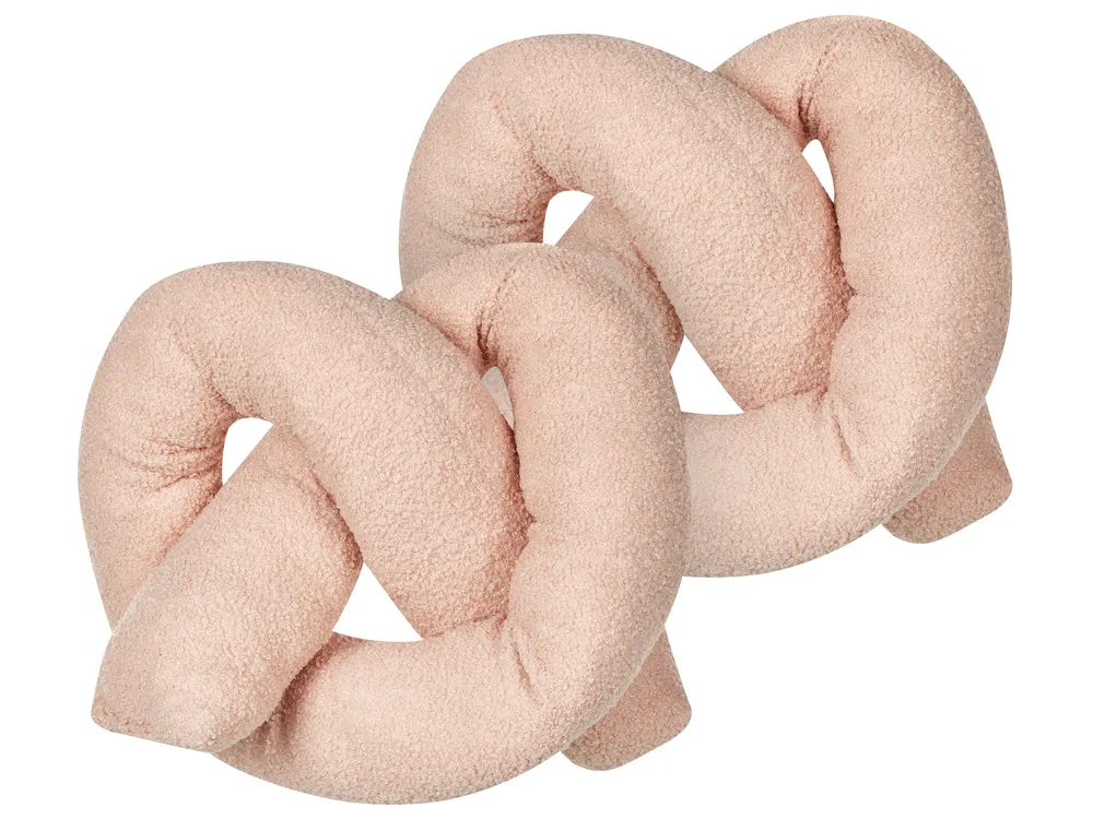 Zestaw 2 poduszek dekoracyjnych GLADIOLUS 172 x 14 cm Boucle Różowy Jednolity
