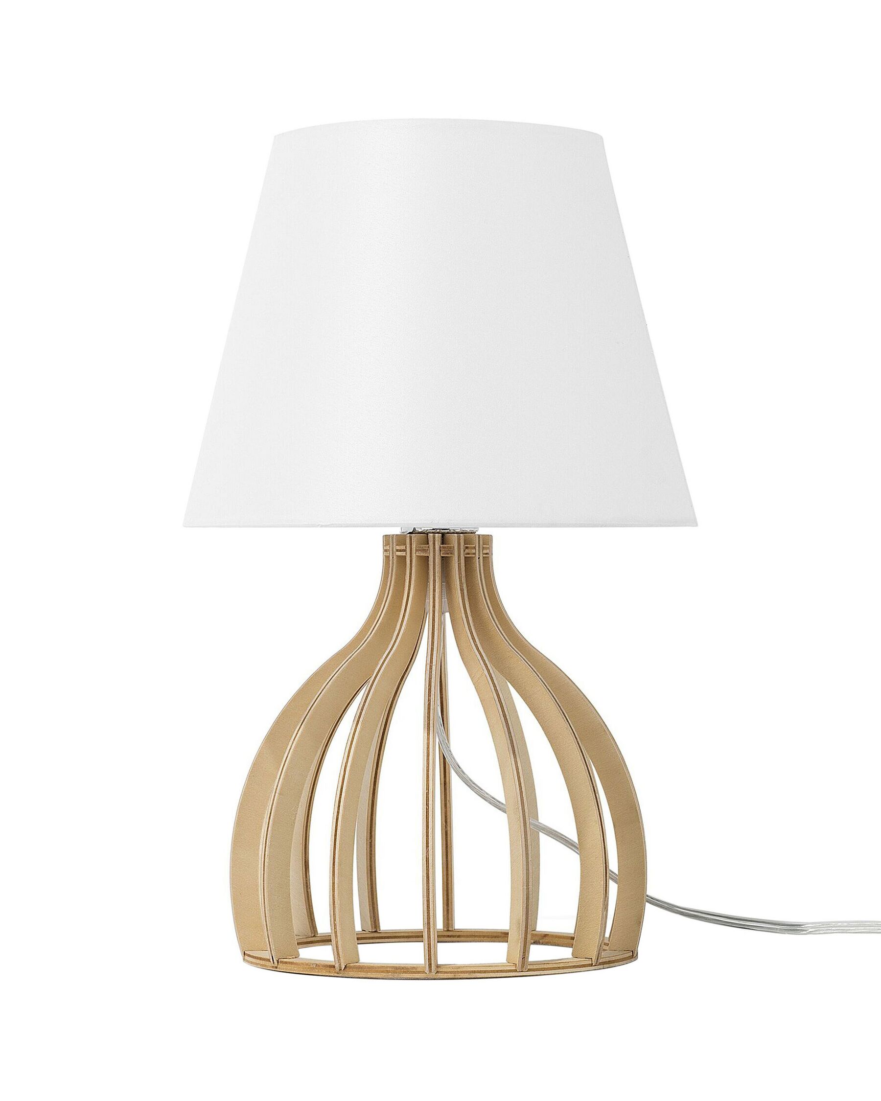 Wooden Table Lamp Light Wood and White AGUEDA_694978
