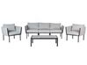 Lounge Set Stahl schwarz 5-Sitzer Auflagen hellgrau SKALA_934632