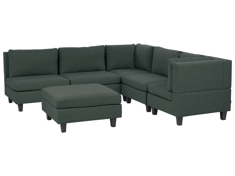 Modular Corner Sofa 5 Seater UNSTAD with Ottoman Fabric Dark Green Left Hand