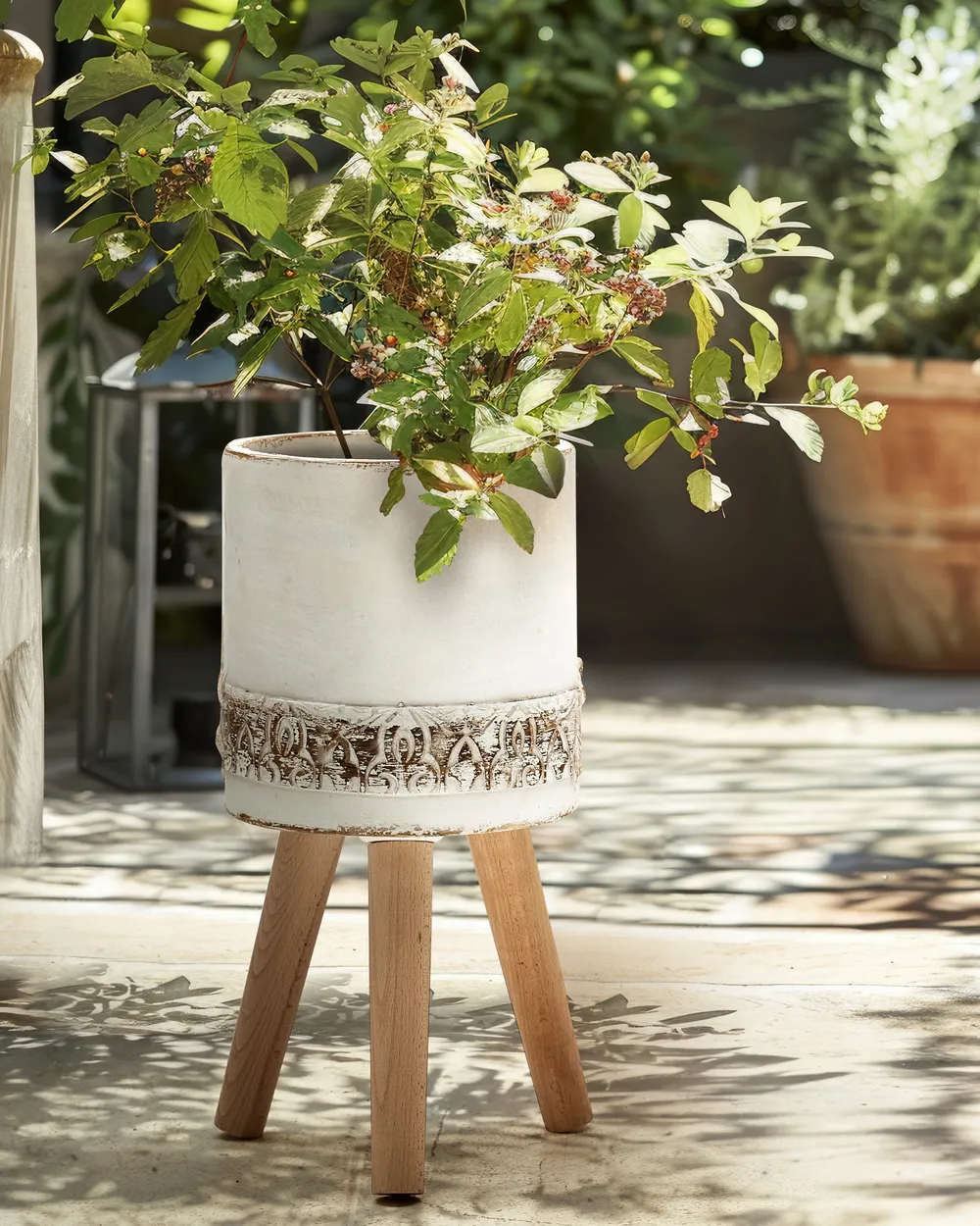 Donica na nóżkach SKIATOS 22 cm Złamana biel_980947