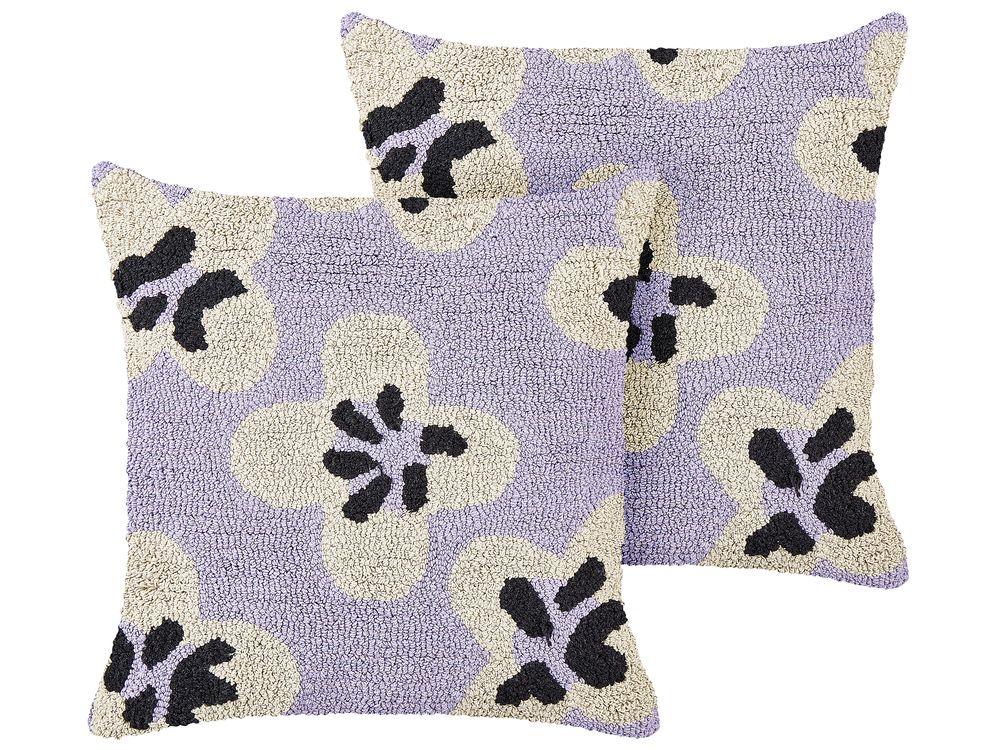 Set of 2 Decorative Cushions SOAPWORT 45 x 45 cm Cotton Purple