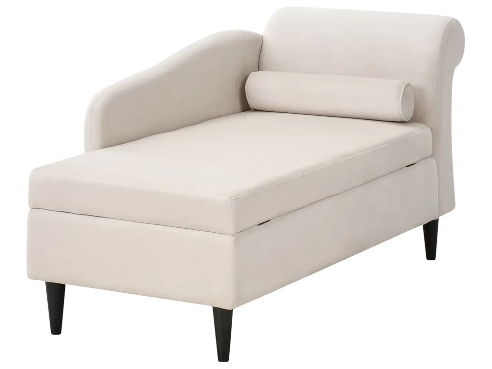 Right-Hand Chaise Longue LUIRO with Storage Velvet Beige_1000668