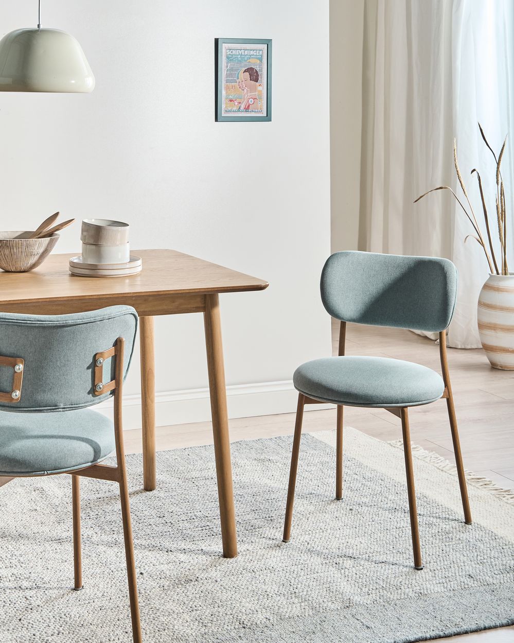 Set of 2 Dining Chairs CASEY Fabric Mint Green