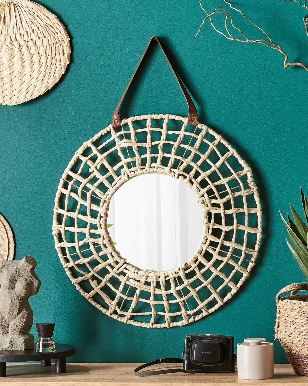 Wall Mirror PALACI 60 cm 60 cm Paper Rope Natural_1080432