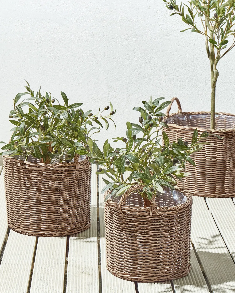 Zestaw 3 koszy na kwiaty PENDULA 33/37/45 cm Technorattan Naturalny_914403