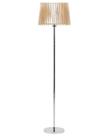 Stehlampe heller Holzfarbton / silber 153 cm rund FORGE