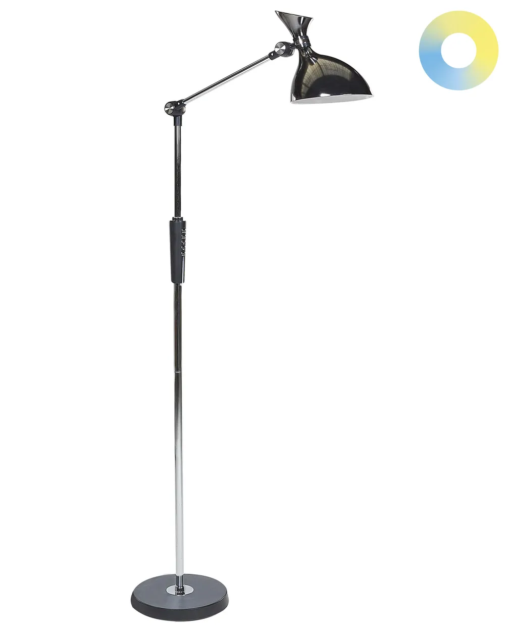 Staande lamp Modern Zwart met Kap H160 cm - Scaldare Vivaro Staande lamp Modern Zwart met Kap H160 cm - Scaldare Vivaro