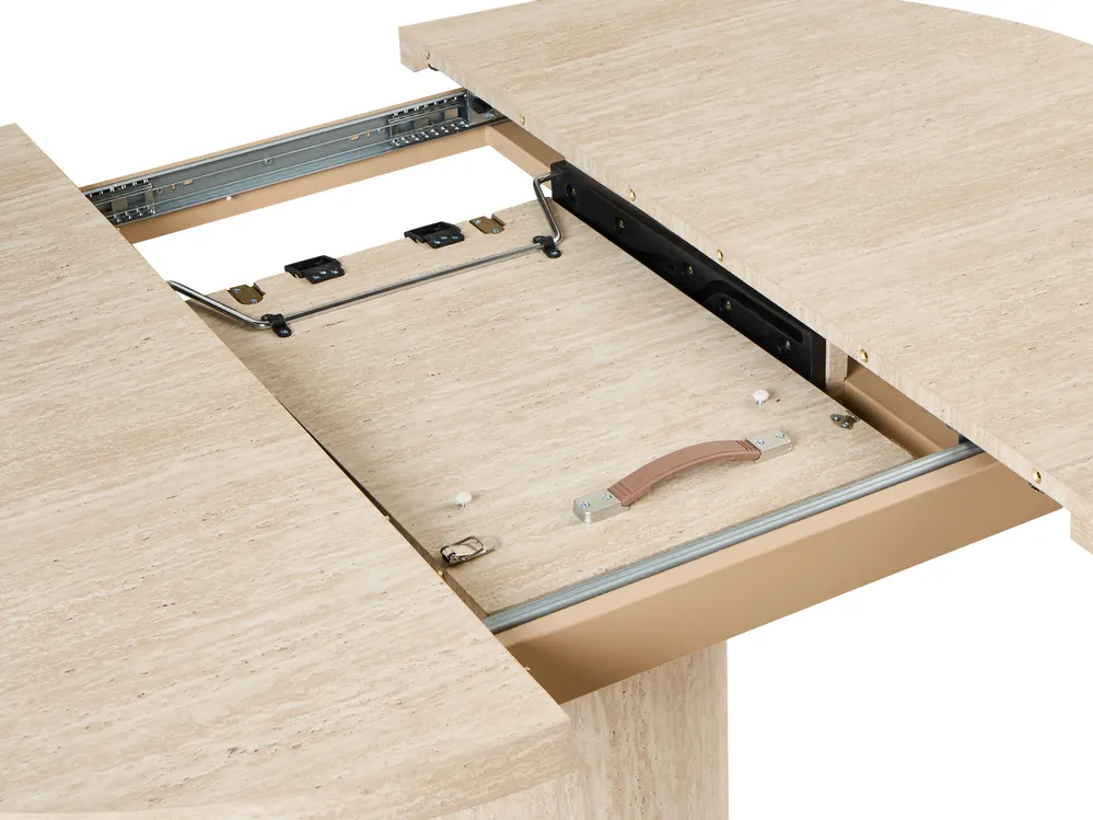 Extending Dining Table MORAINE Travertine Effect 120/160 cm 120 cm_1002759