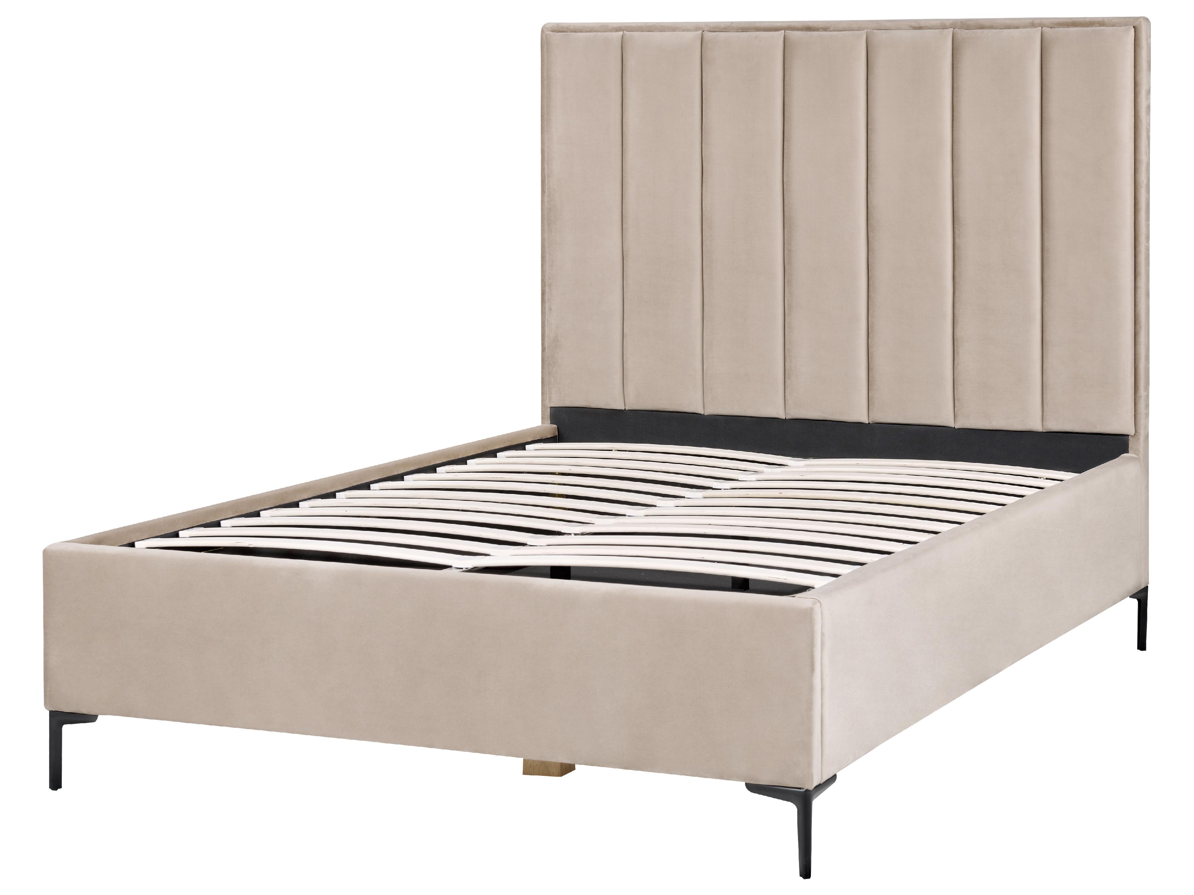 Bett mit Stauraum SEZANNE Samtstoff Taupe 140 x 200 cm_892496