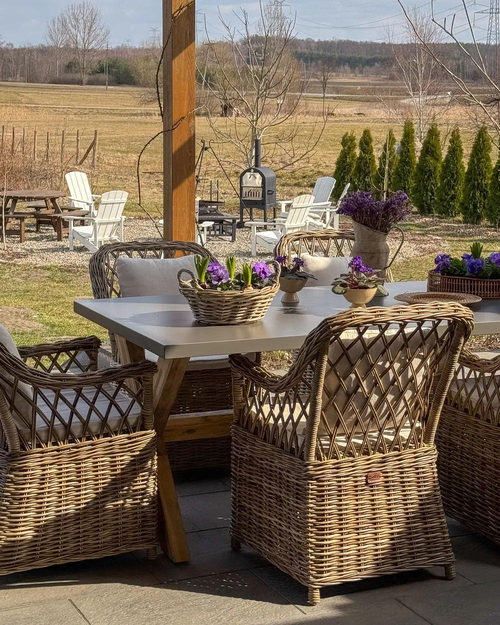 Garden Dining Set 6 Seater MAROS/OLBIA with Cushions Concrete Light Brown_978881