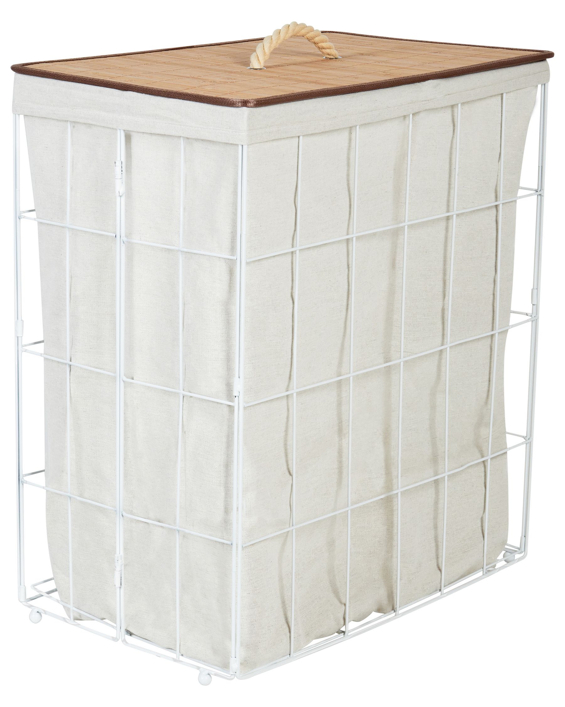 Metal Basket with Bamboo Lid White MIRISSA_939726