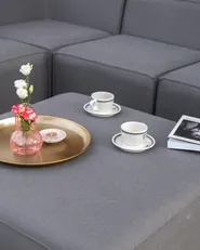 Garden Corner Sofa with Ottoman 7 Seater AREZZO Modular Grey Right Hand_978884