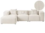Corner Sofa 3 Seater DOLVA Corduroy Off-White Right Hand_979344