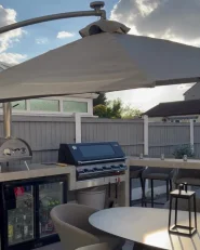 Parasol ogrodowy na wysięgniku LED 285 cm CORVAL Grafitowy_978572