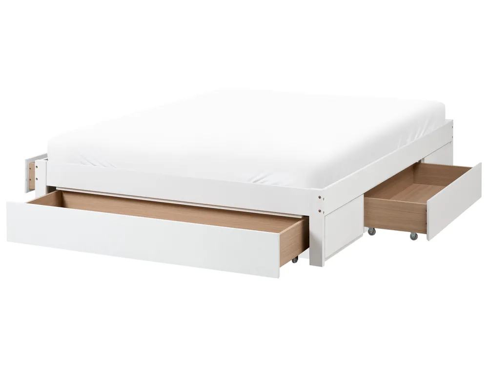 Lit avec tiroirs de rangement sans tête de lit Bois GIAT 160 x 200 cm ...