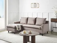 Corner Sofa 3 Seater ELVENES Velvet Taupe Right Hand_966886