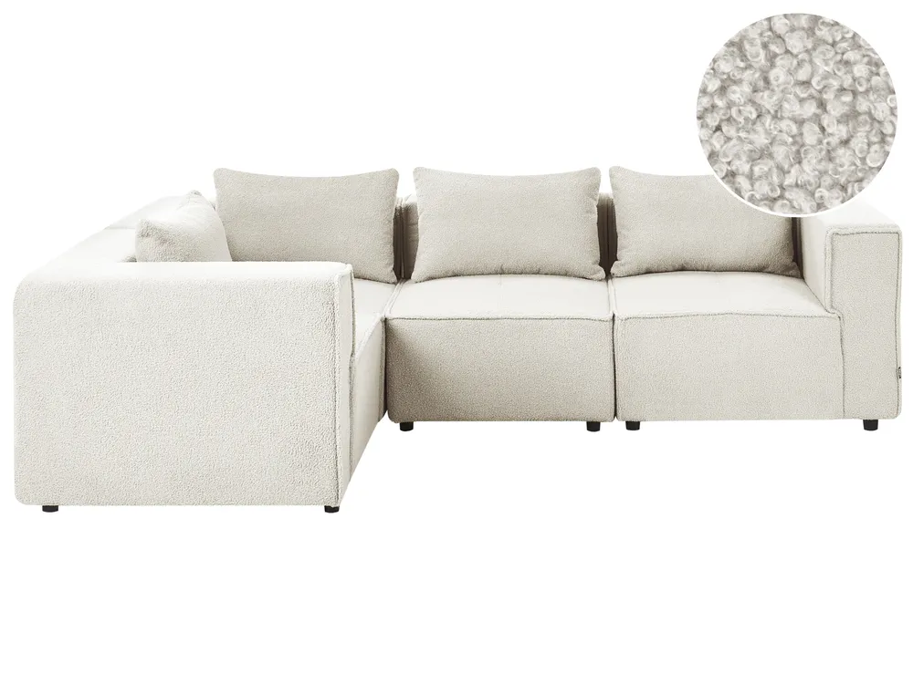 Modular Corner Sofa 4 Seater AXEBO Boucle Off-White Right Hand