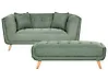 Sofa 2 Seater HABO with Ottoman Fabric Green