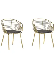 Set of 2 Dining Chairs HOBACK Metal Gold_775456