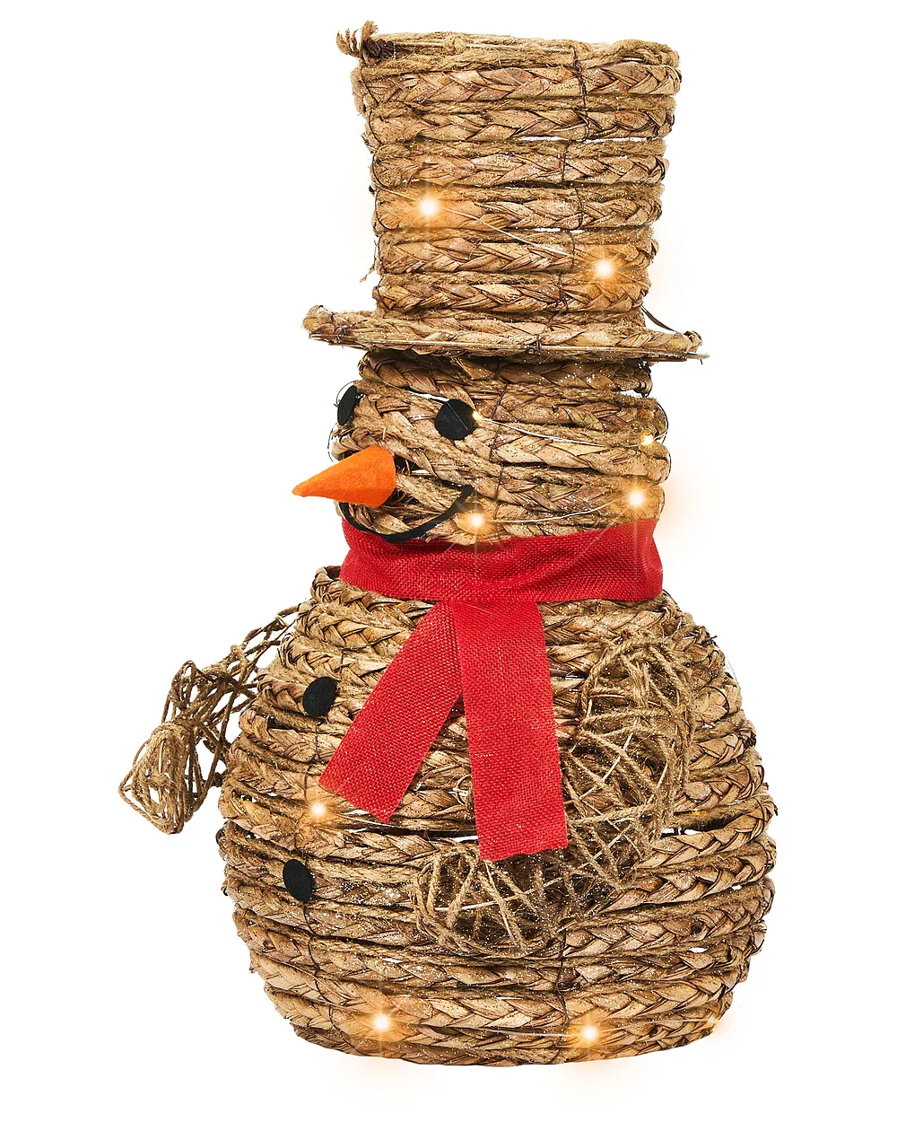 Couronne De Porte De Noël 35 Cm - Thème Bonhomme De Neige - Décoration Murale Intérieure/extérieure - Rotin, PVC, Flanelle - 10