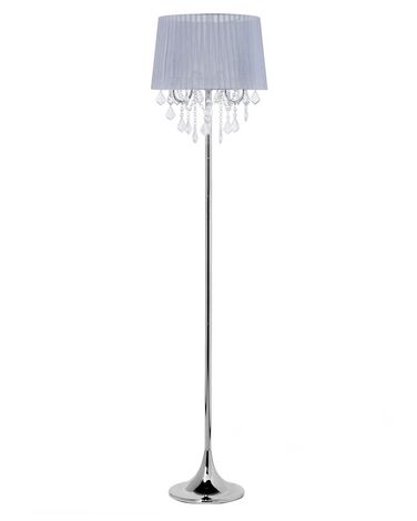 Stehlampe hellgrau Kristall-Optik 170 cm Trommelform EVANS