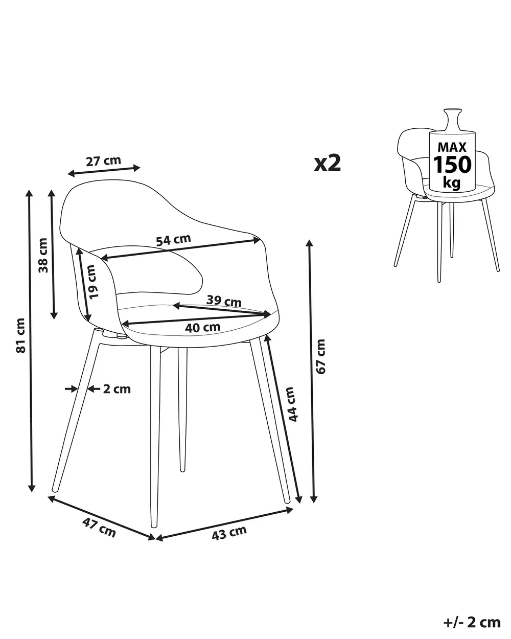 Set of 2 Dining Chairs UTICA Light Grey_805398