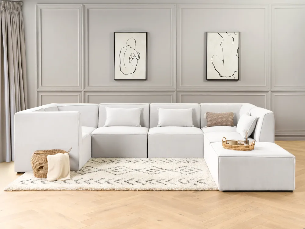 Ottoman LEMVIG Corduroy Off-White_876480
