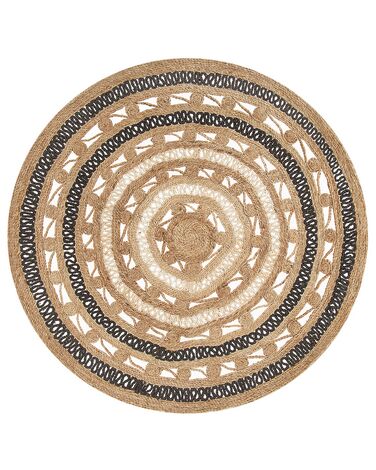 Okrúhly jutový koberec ⌀ 140 cm béžová/čierna GOYNE
