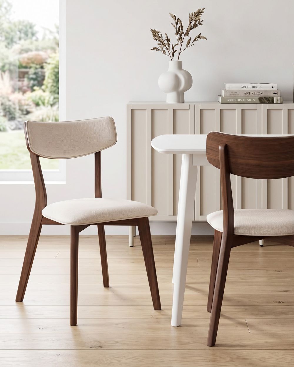 Conjunto de 2 sillas de comedor YUMA Madera Blanco crema/Marrón