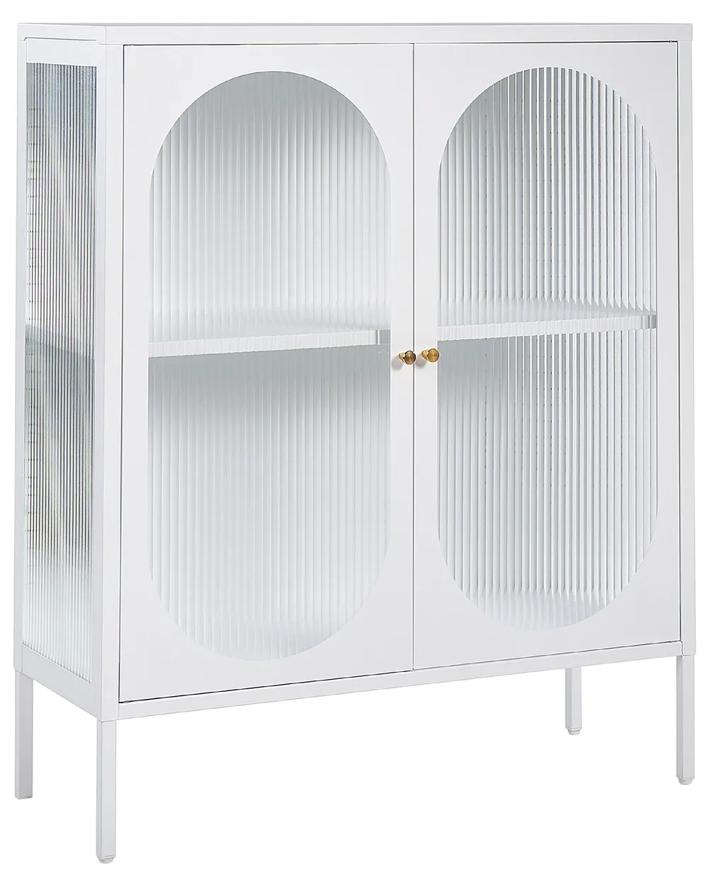 Szafka ze szklanymi drzwiami SARRE 90 cm Metal Biały