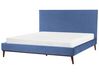 Łóżko welurowe 180 x 200 cm niebieskie BAYONNE_901376