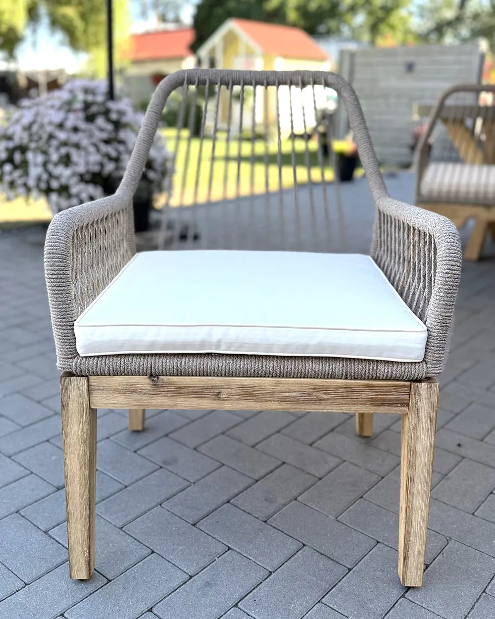 Garden Dining Set 4 Seater OLBIA with Cushions Concrete Beige_1018200